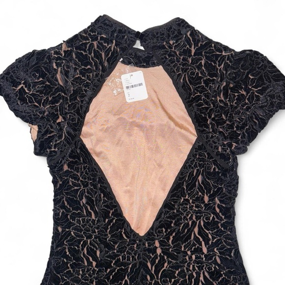 Free People Hide & Seek Black Velvety Mini Dress Whimsygoth Women’s Size 2 NWT - Picture 10 of 11